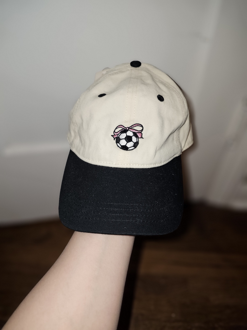 Frasier Sterling Sport Embroidered Soccer Cap - Cream & Black